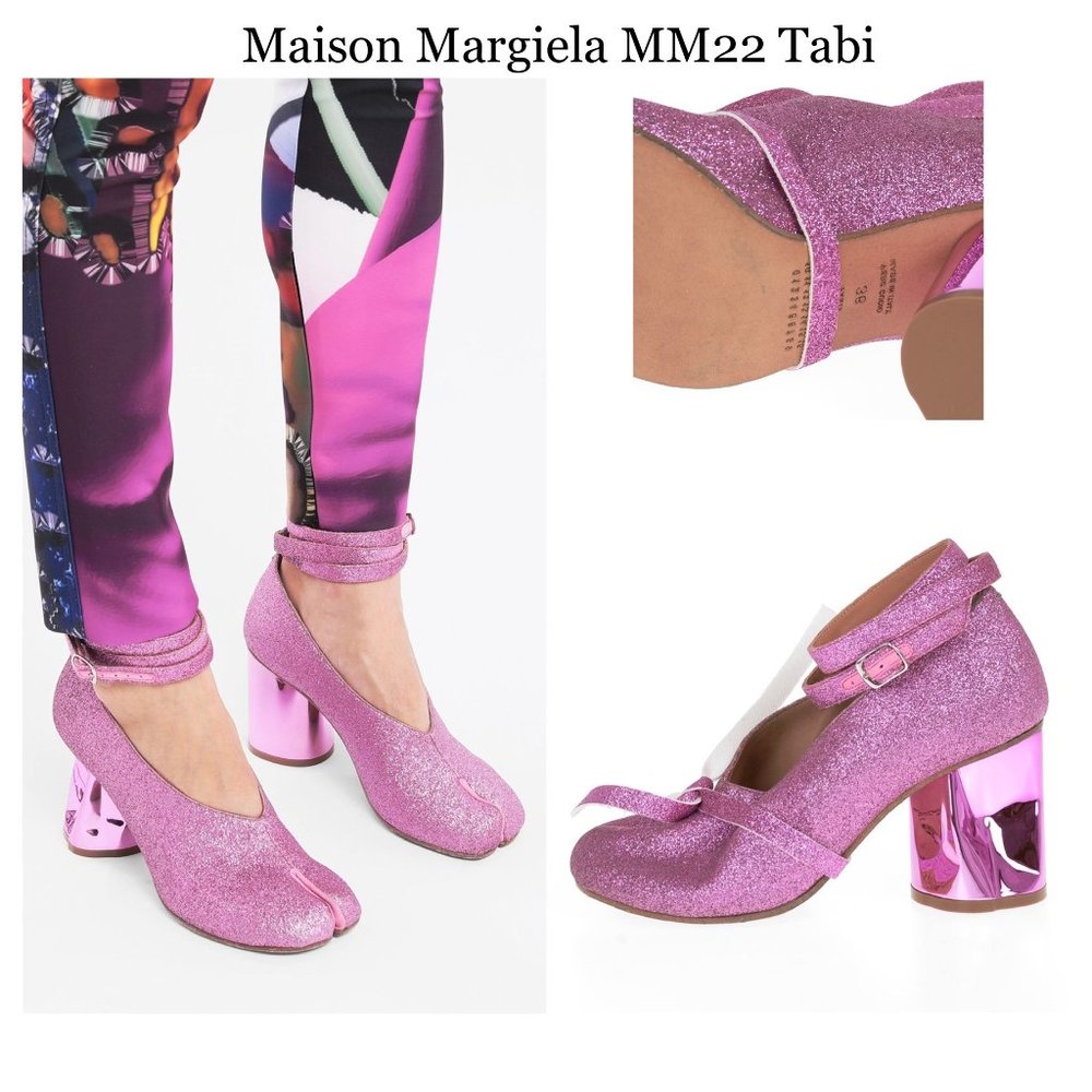 MAISON MARGIELA Tabi crushed heel glitter pumps